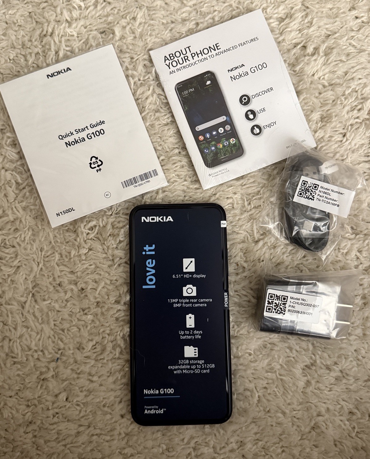 Nokia G100 N150DL 32GB Blue Android 6.51in 13MP microSD Smartphone