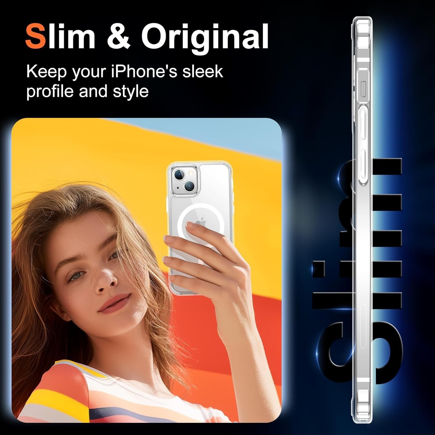 for iPhone 15, 14 & 13 Clear Case with Screen Protector, Anti-Yellowing, Shockpr