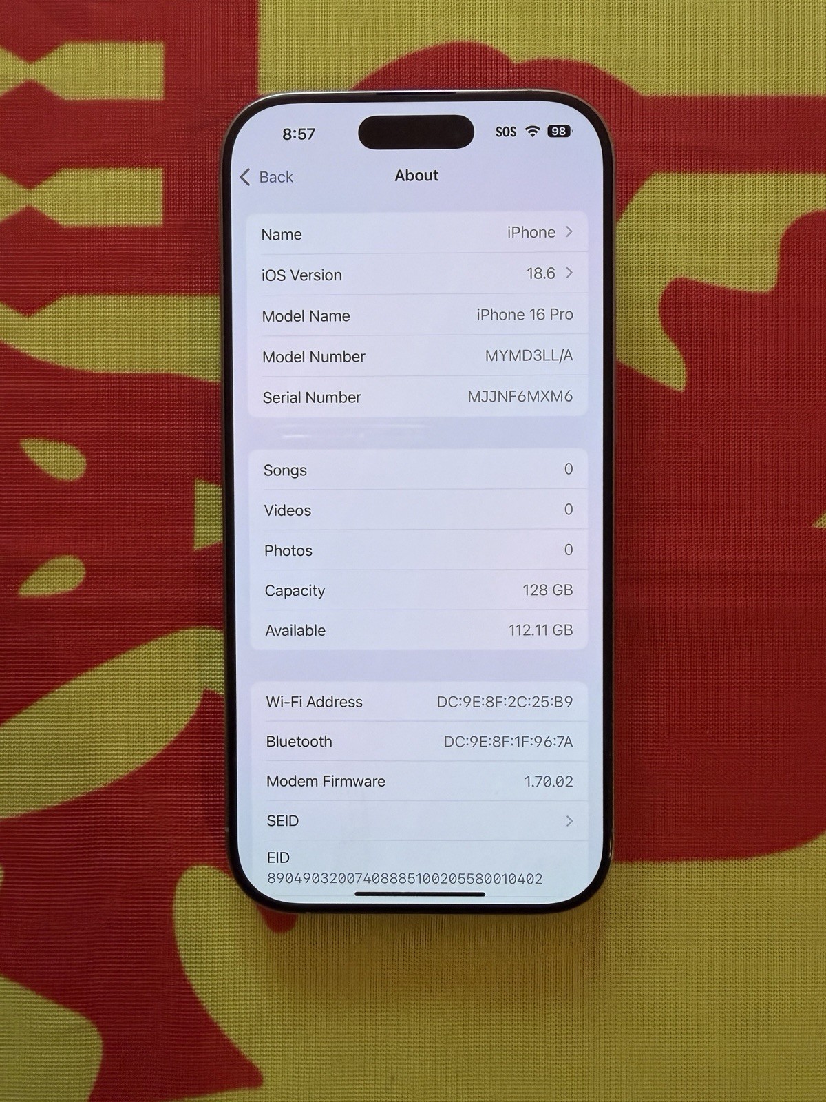 Apple iPhone 16 Pro Natural Titanium 128GB Verizon Unlocked BH🔋🔋100%