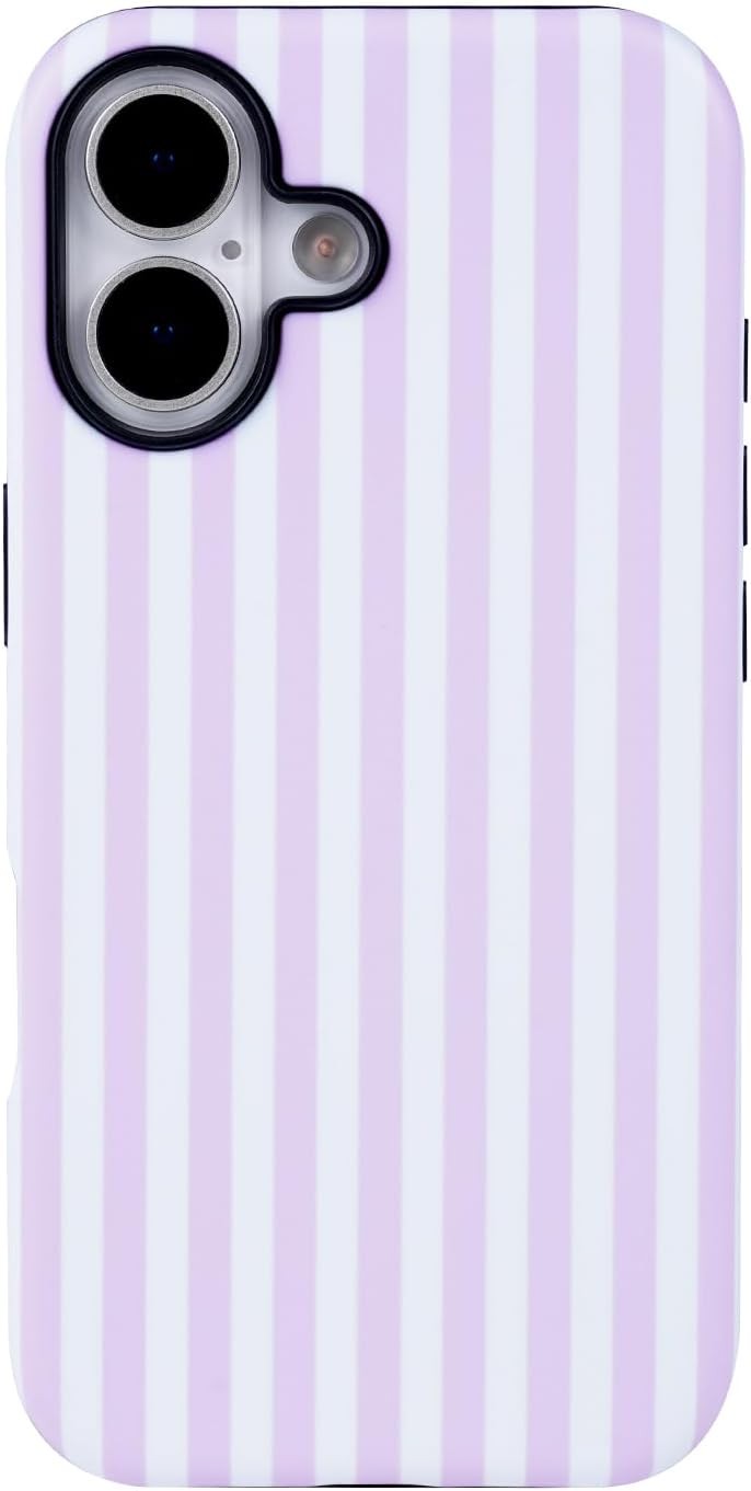 Cute Striped Phone Case for iPhone 17, Slim Shockproof TPU Cover for Women Girls