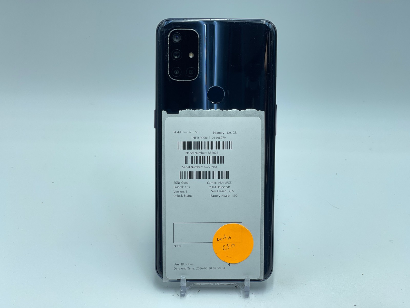 Oneplus Nord N10 5G 128GB BE2025 (Metro-GSM Unlocked) Black (E-0177)