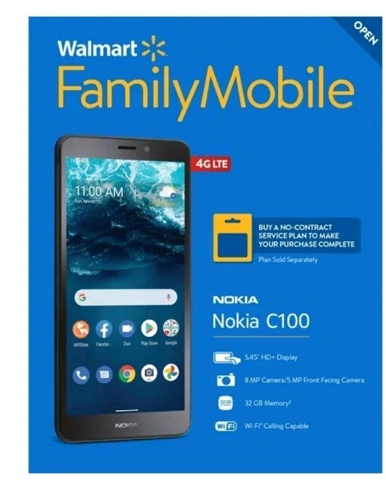 Nokia C100 4G N152DL 32GB 3GB Simple Mobile Locked Blue New