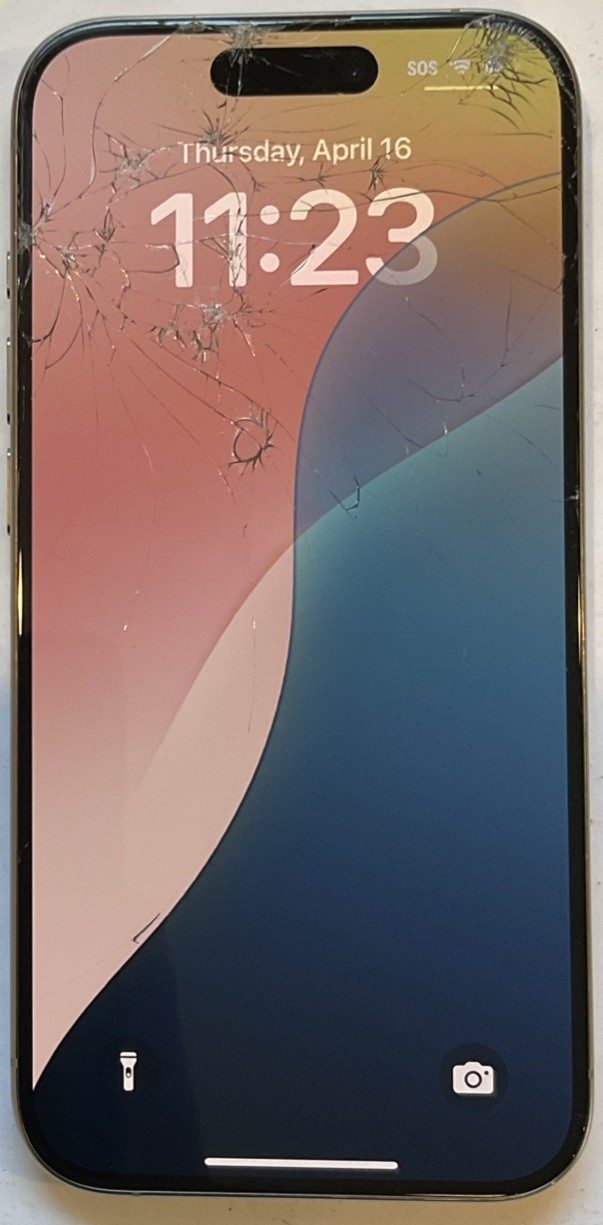 CRACKED DIGITIZER, GSM UNLOCKED iPhone 15 PRO, 128GB A2848 MTQP3LL/A FOR REPAIR