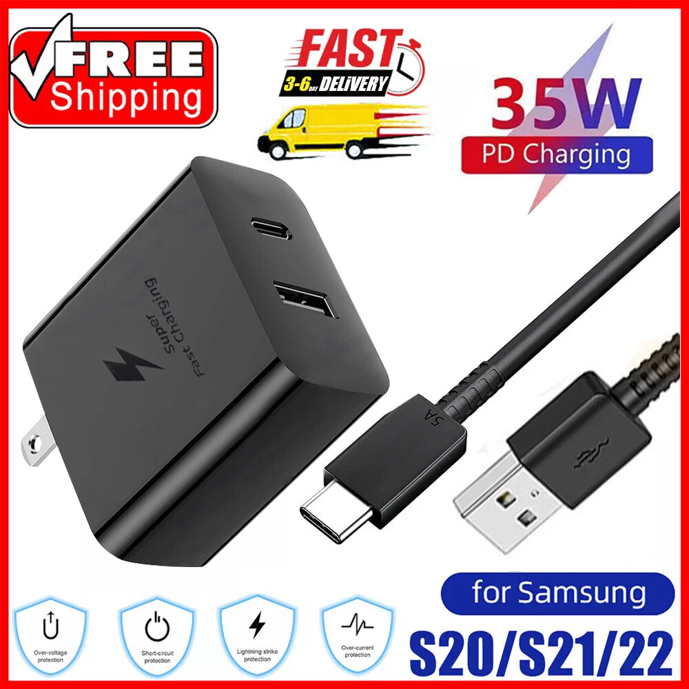 ⚡ 35W PD Super Fast Charger Adapter+ 3FT USB-C Cable For Samsung Phones US