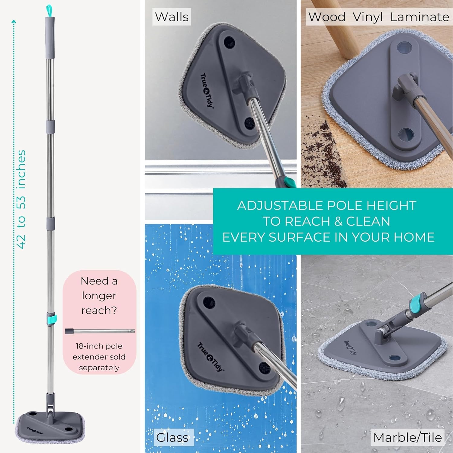 True Clean Spin Mop & Bucket System – Dual Compartment Design for Clean & Dirty