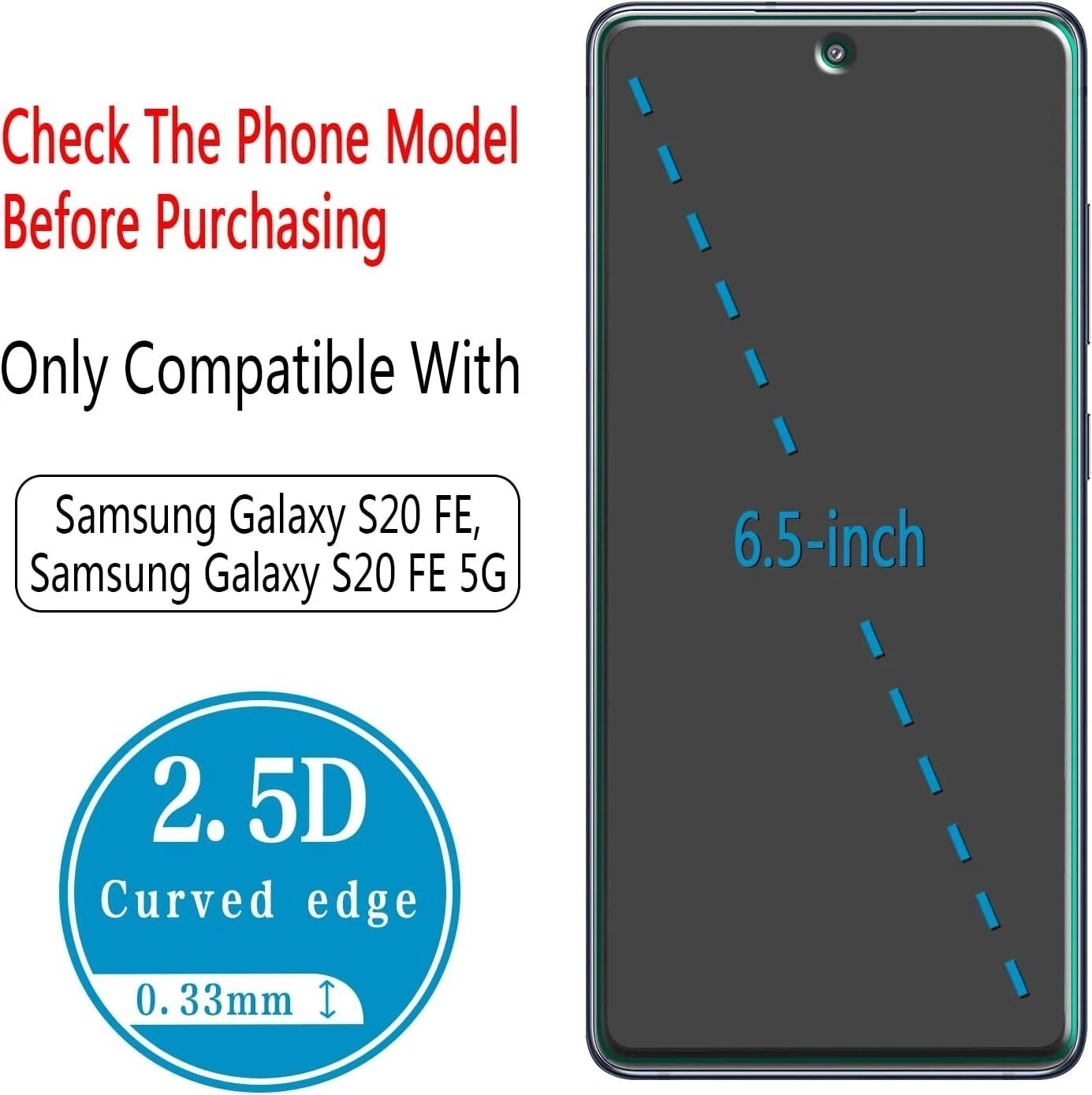 Samsung Galaxy S20 FE 5G Screen Protector Tempered Glass Bubble Free 2Pack Saver