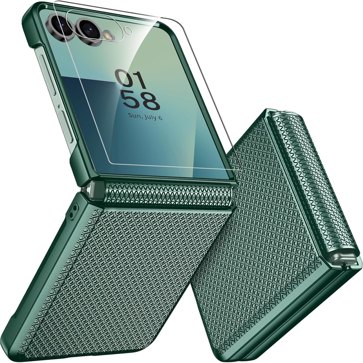 Samsung Z Flip 7 Case with Hinge Protection, Wireless Charging & Screen Protecto