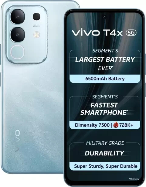 vivo T4x 5G Factory Unlocked Dual SIM V2437-256 GB Storage-8 GB RAM-Blue