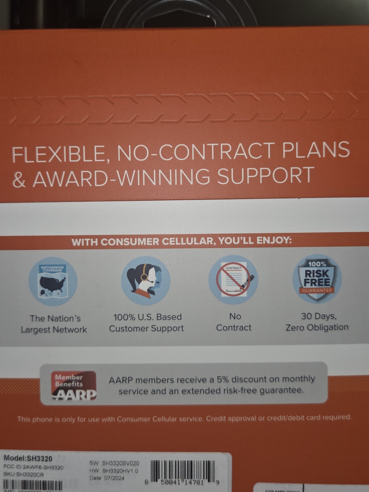 NEW Sealed Consumer Cellular IRIS Flip Phone 4G LTE 8GB 5MP SH3320 Red