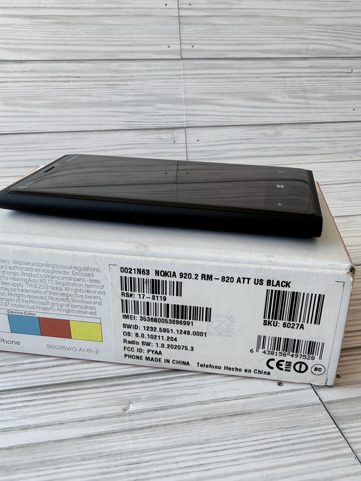 NOKIA 920.2 RM – 820 ATT US BLACK Smartphone – Great Shape 32Gb 0021N63