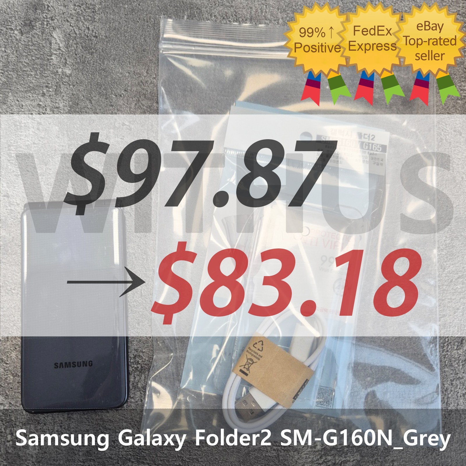 [CLEARANCE] Samsung Galaxy Folder2 32G SM-G160N Unlocked LTE 2021.ver_Grey