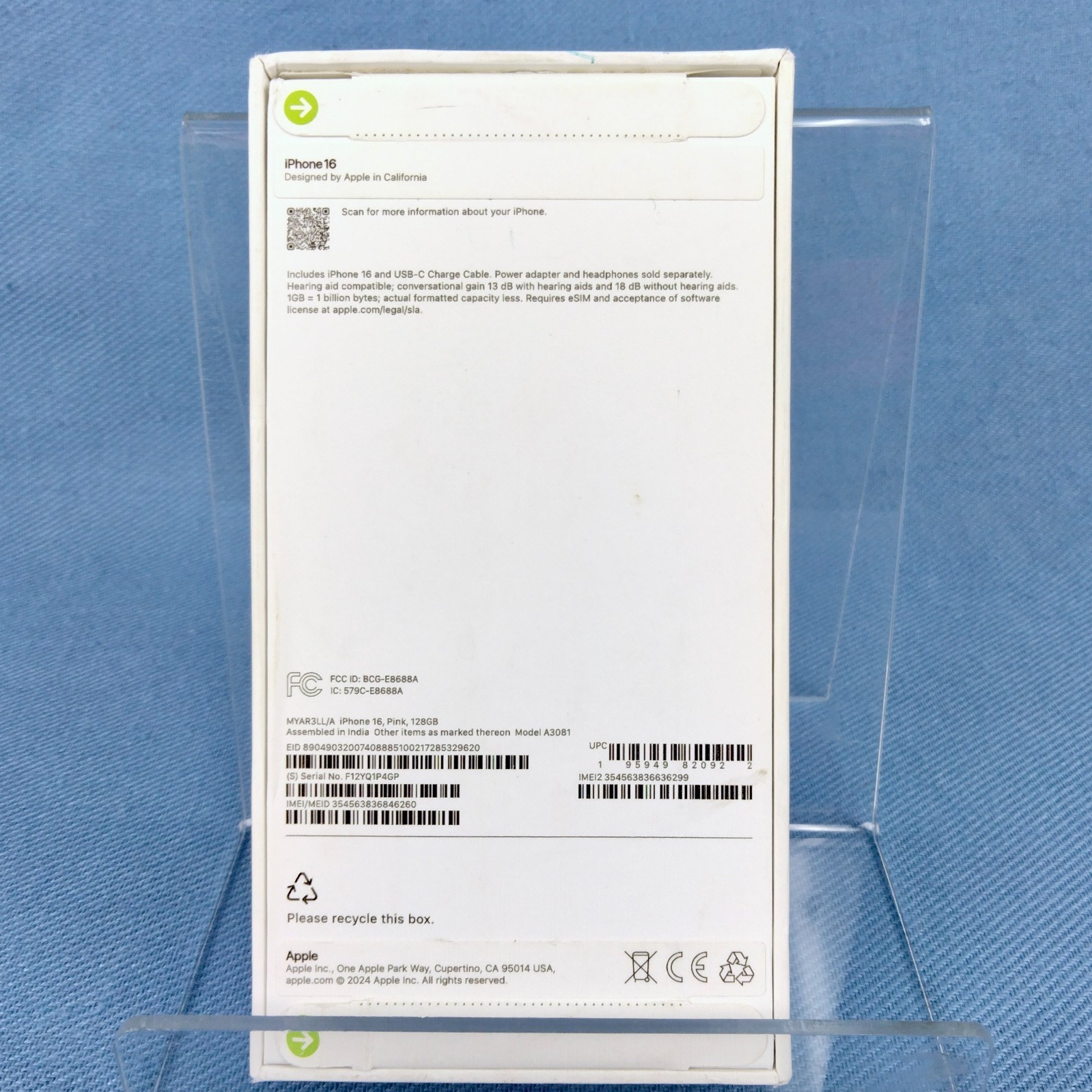 Apple iPhone 16 A3081 Sprint/T-Mobile Only 128GB Pink NIB 2025