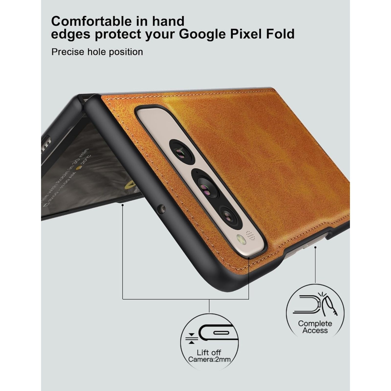 Google Pixel Fold 2023 PU Leather + Hard Case Ultra Thin Slim Shockproof Yellow