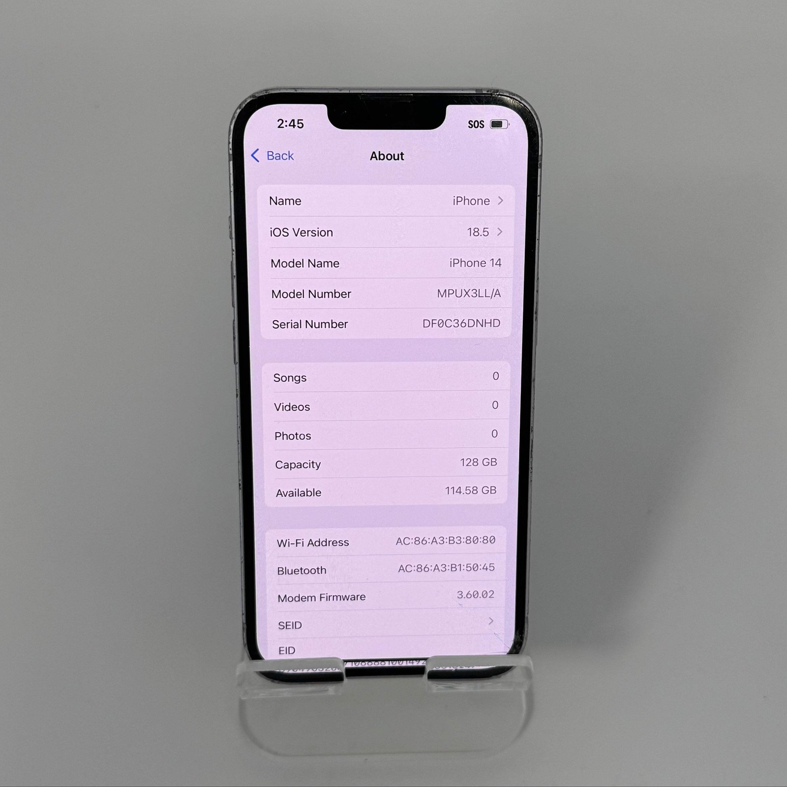 T-Mobile Apple iPhone 14 128GB MPUA3LL/A BH 85% BH – Cracked Back