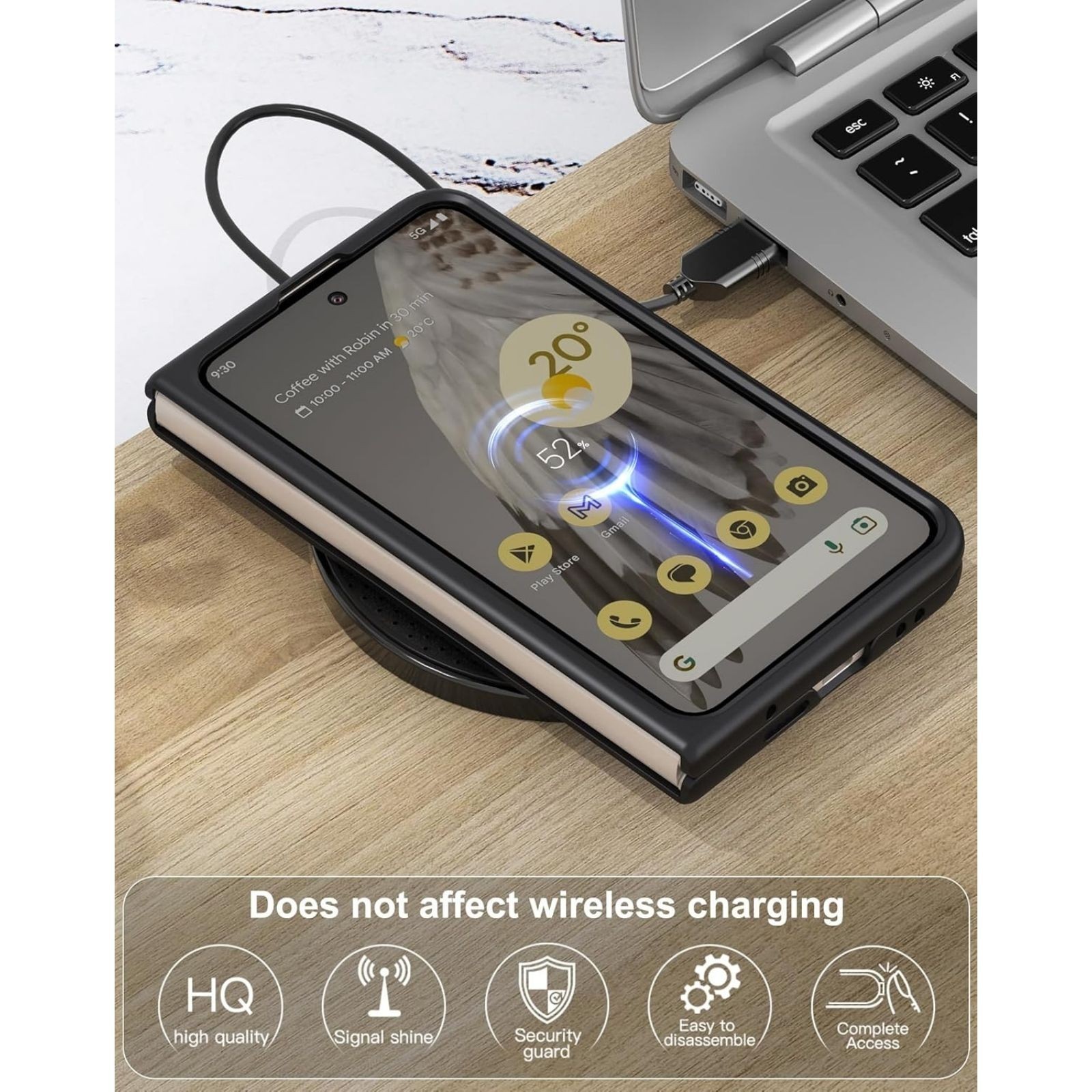 Google Pixel Fold 2023 PU Leather + Hard Case Ultra Thin Slim Shockproof Yellow