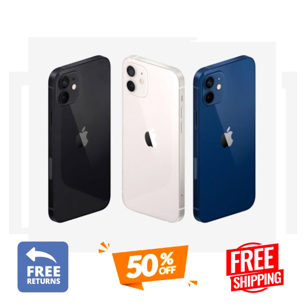 Apple iPhone 12 64/128GB Unlocked Verizon AT&T T-Mobile Face ID Black Blue Whit