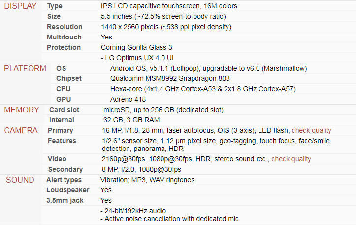 Android LG G4 SMARTPHONE Hexa-core 5.5″ 32GB ROM 3GB RAM 8MP 16MP Camera 4G LTE