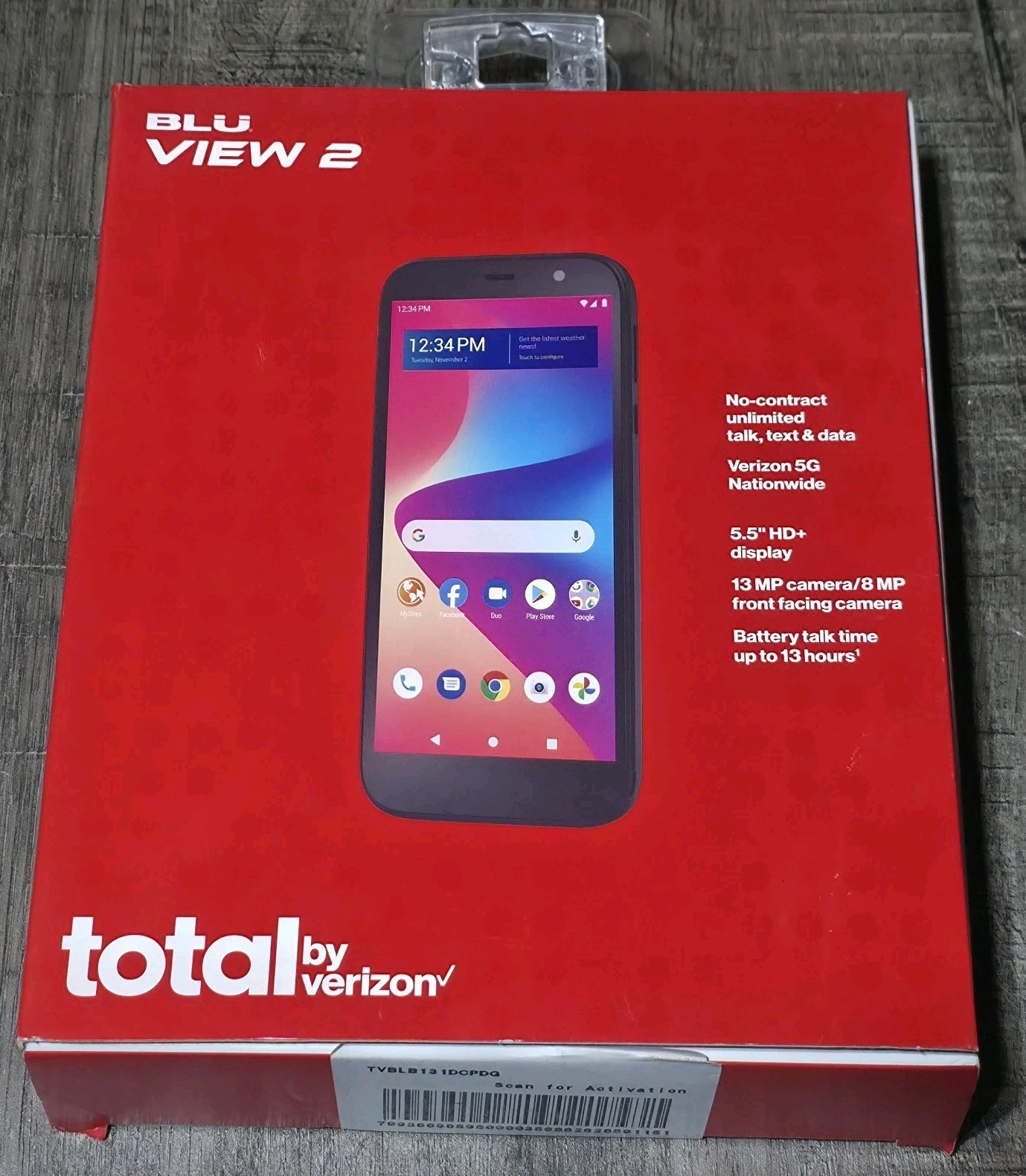 Total by Verizon BLU View 2 Phone 32GB 13Mp Black Prepaid Smartphone B131DL