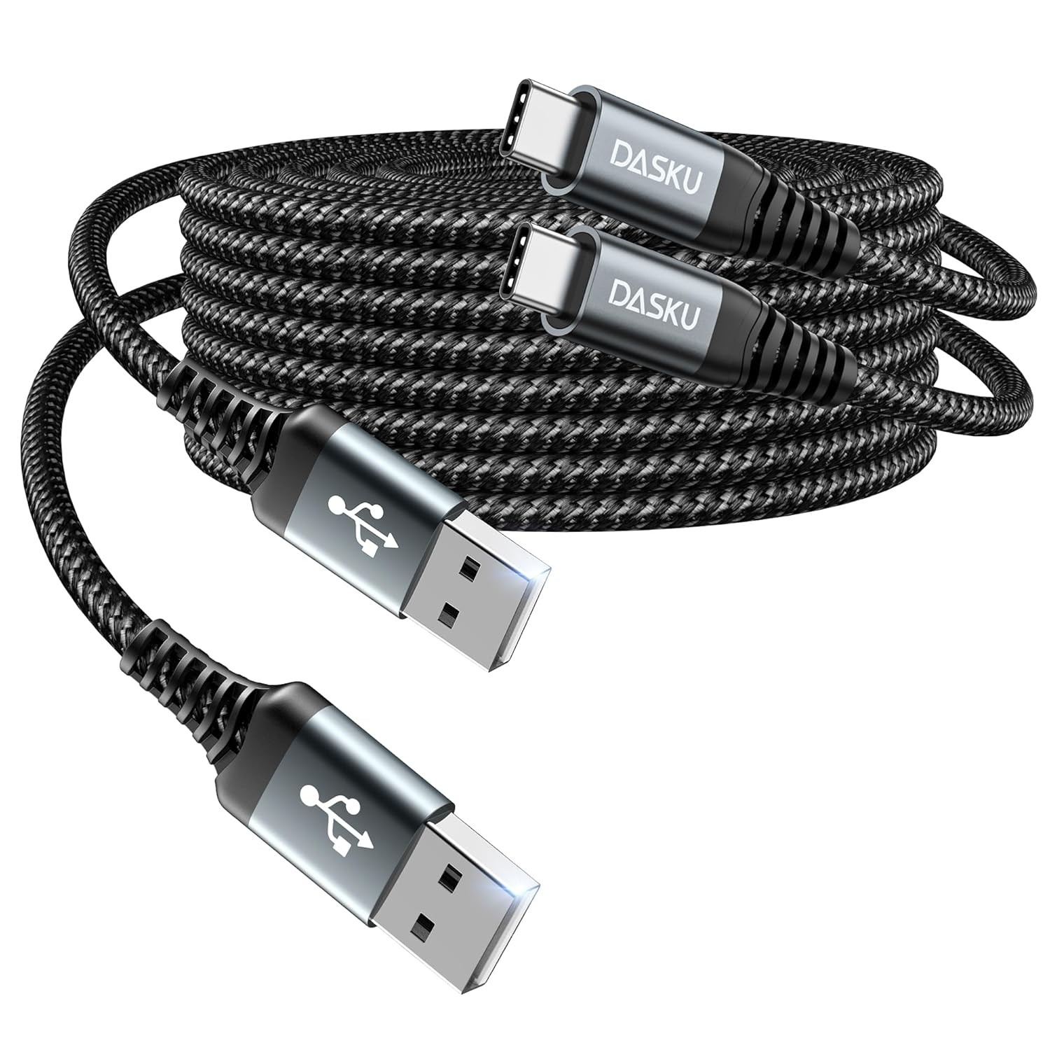 USB C Cable 3A Fast Charging [2 Pack 6FT], USB A to USB C Charger Cord – Black