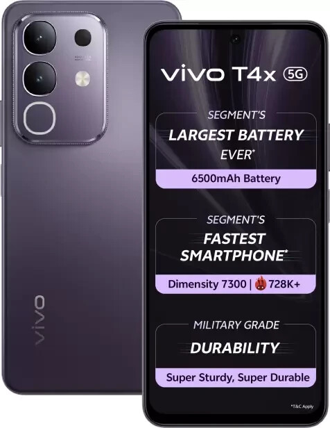 vivo T4x 5G Factory Unlocked Dual SIM V2437-128 GB Storage-8 GB RAM-Purple