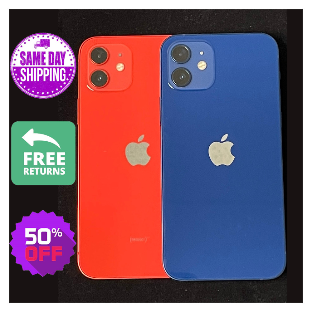 Apple iPhone 12 Very Good 6.1″ Screen Unlocked Sprint (Blue/Red) 128GB|64GB