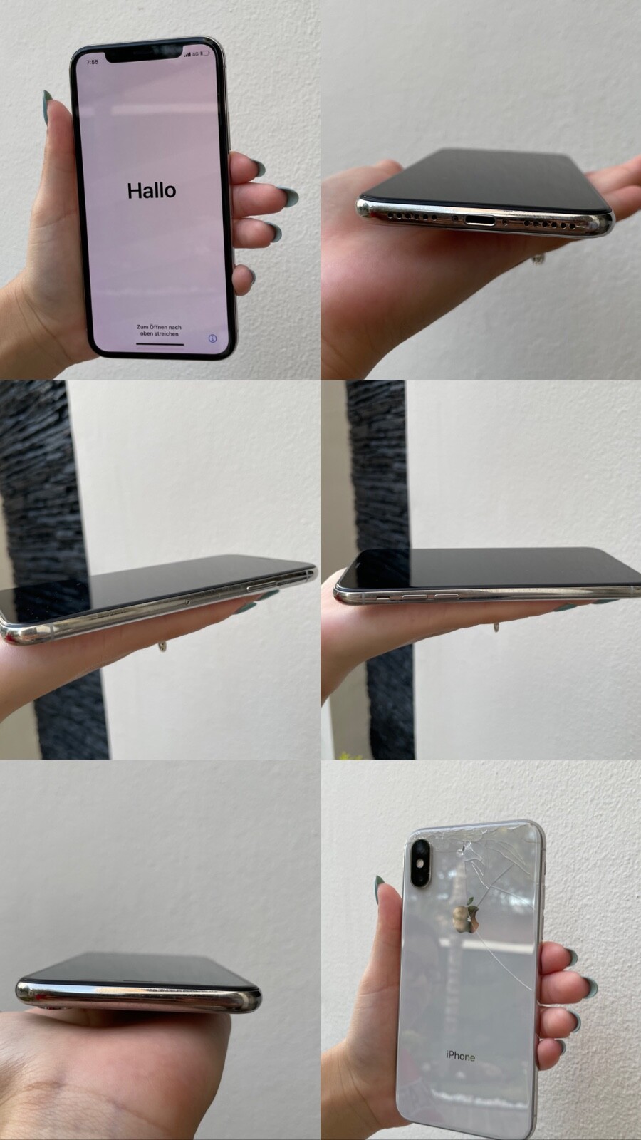Apple iPhone X – 64GB – Silver (Unlocked) A1865 (CDMA + GSM)