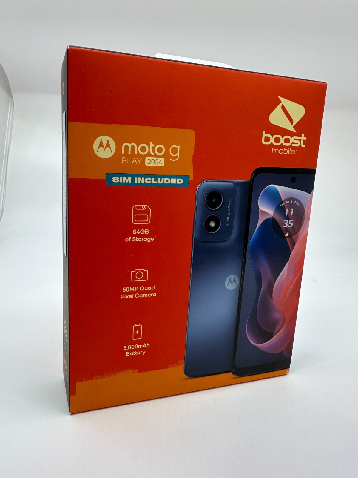 New & Sealed – Boost Mobile Motorola G Play 2024, 64GB Blue – Prepaid Smartphone