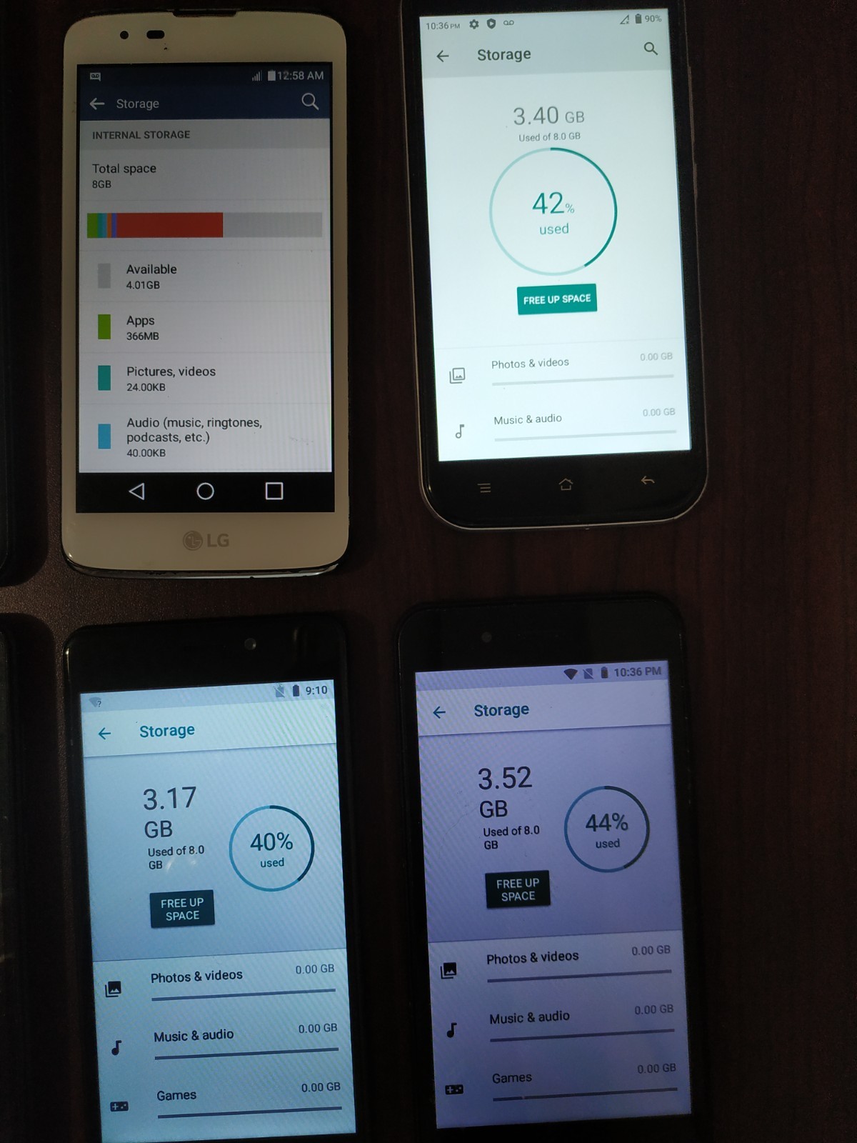 Lot of 8 Mixed Brand LG K7/ SKY Elite H5/ Wiko C210AE (2pc)/XR6M10 and other 8GB