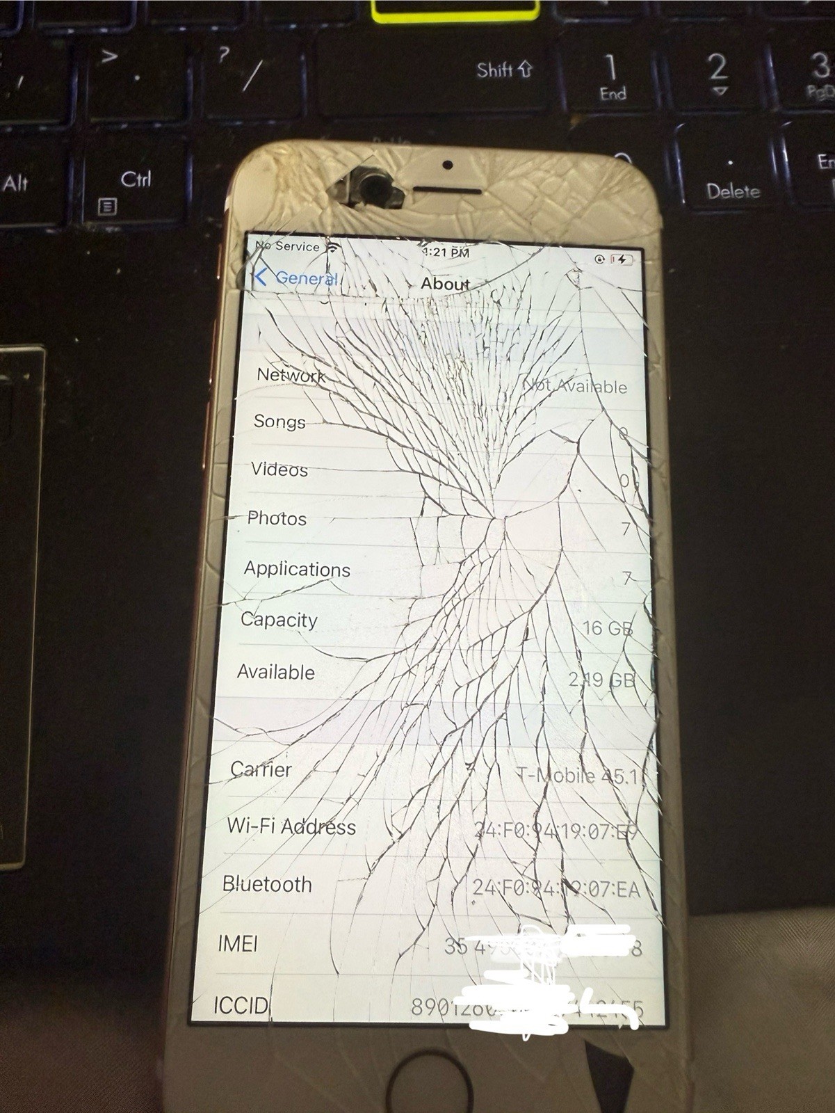 Apple iPhone 6s – 16GB – Rose Gold (Unlocked) A1633 (CDMA GSM) Screen Damage