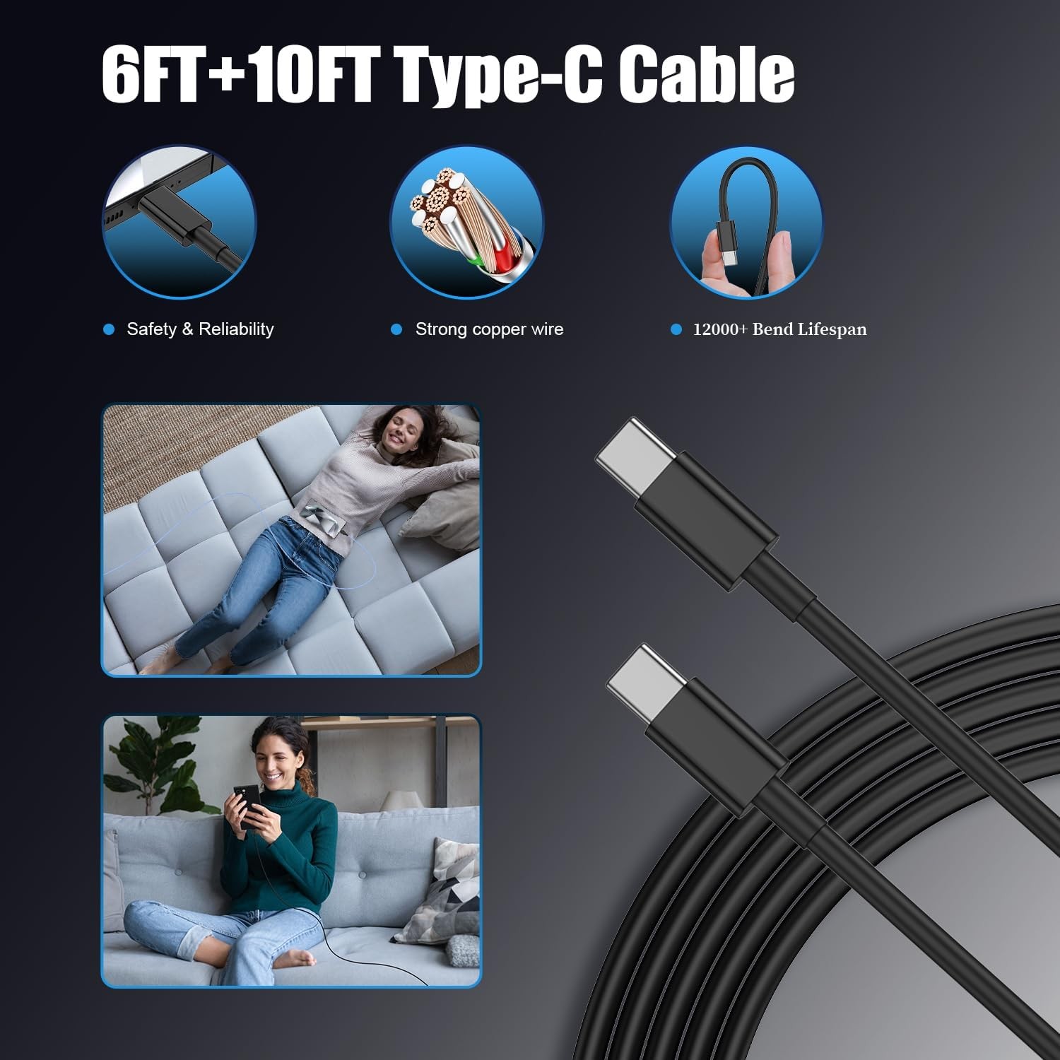 25W USB-C Fast Charger Block 4-Pack for Samsung Galaxy S24/S25, 6ft & 1 Included