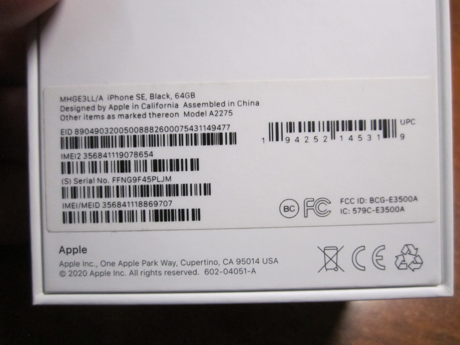 iPhone APPLE SE BLACK 64gb unlocked 2020 box clean A2275 Ready for SIM