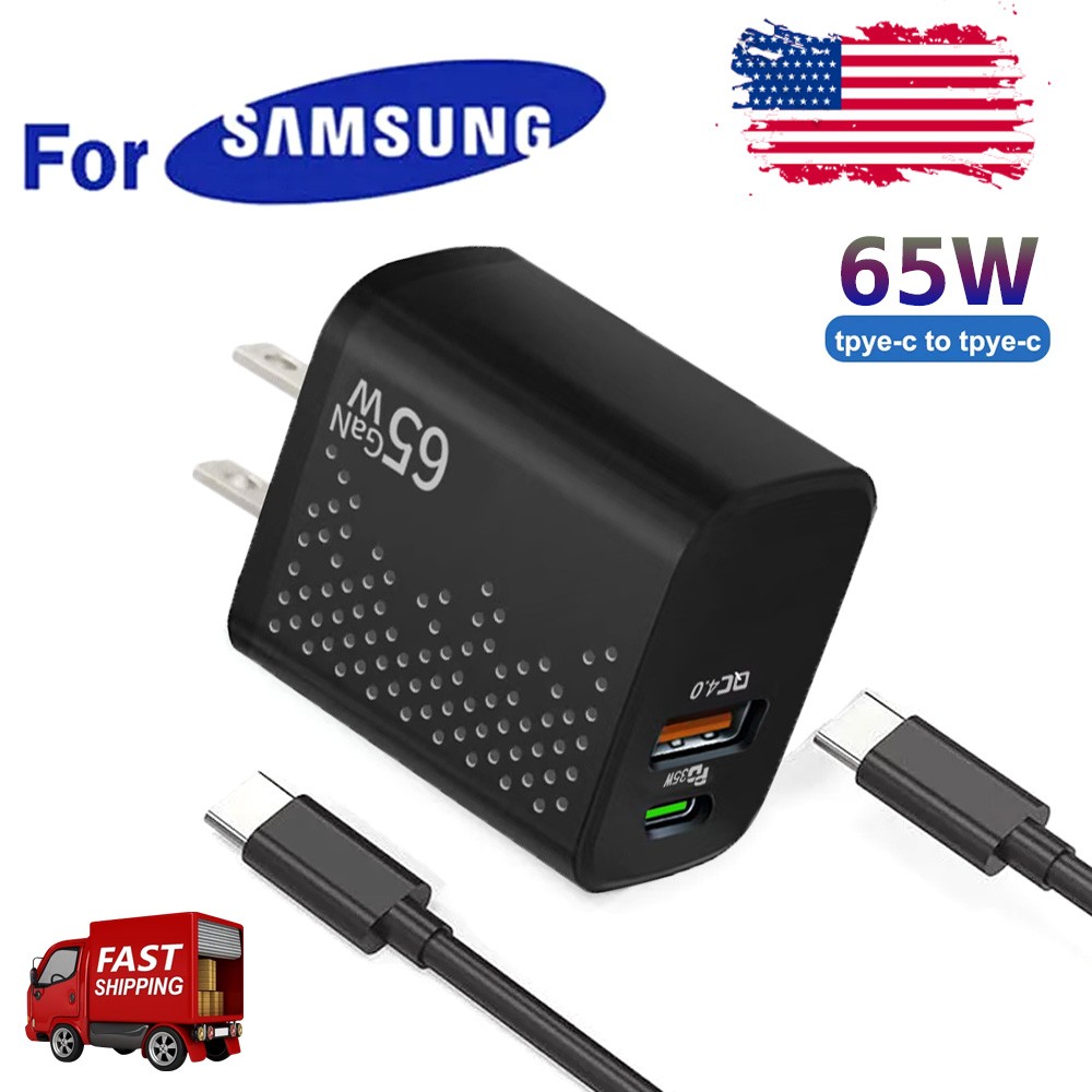 For Samsung Galaxy S22 S23 S21 65W Type USB C Super Fast Wall Charger+3ft Cable
