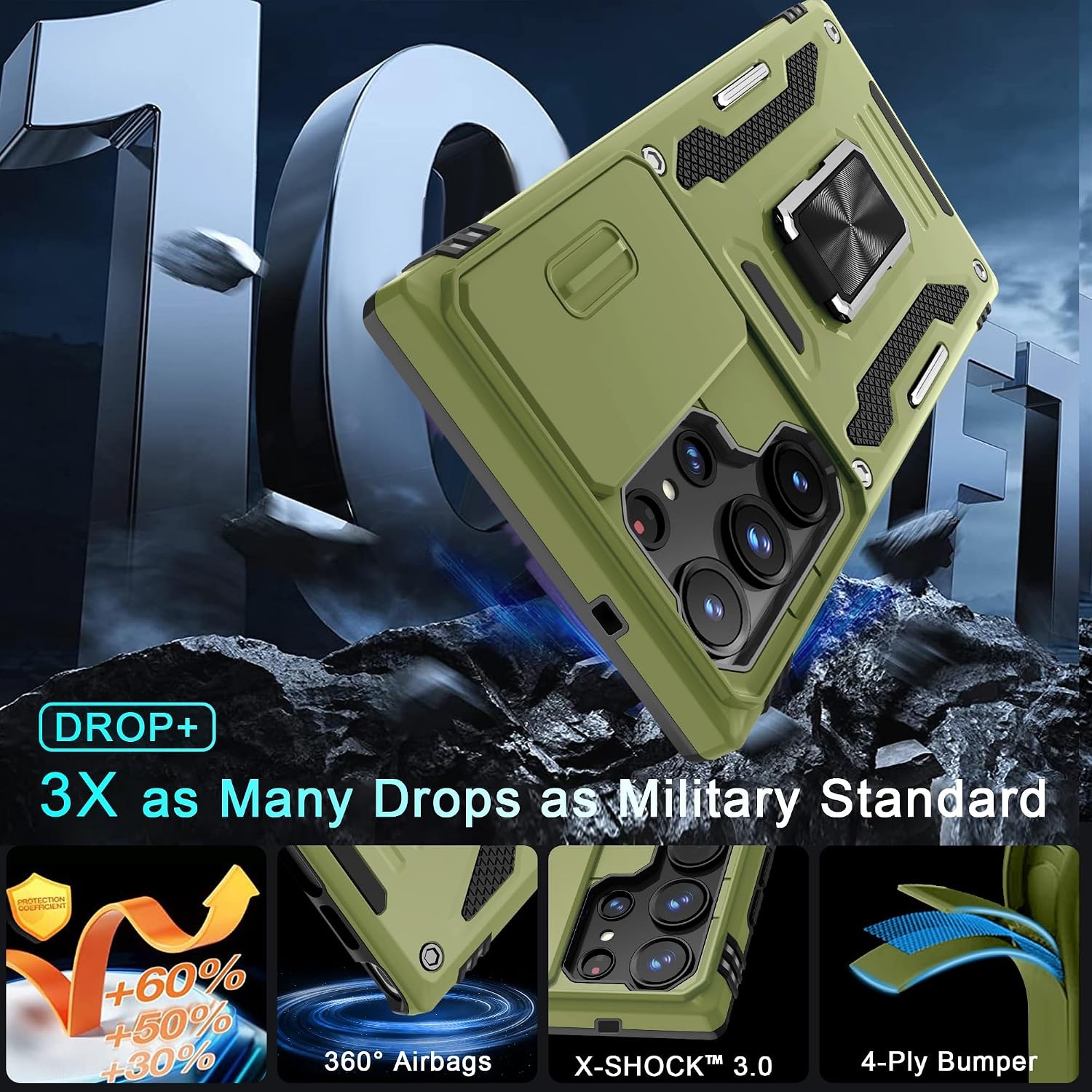 Case for Samsung Galaxy S25 Ultra with Slide Camera Cover and Screen Protector