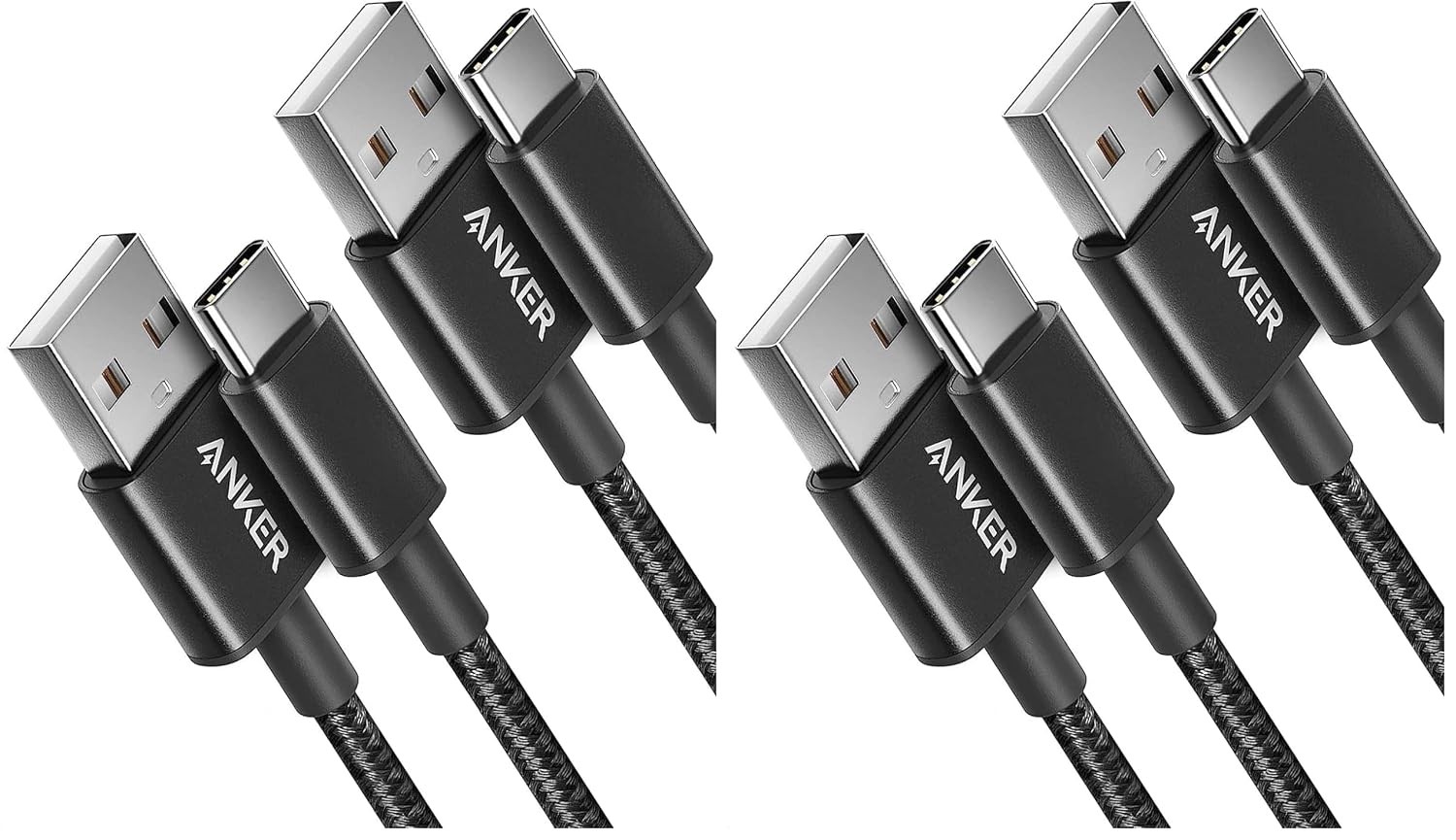 USB A to USB C Fast Charging Cable 2 Pack for iPhone 17, Samsung Galaxy S10 S10+
