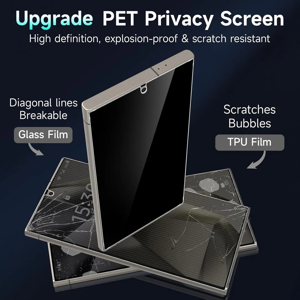 2 PCS For Galaxy S24 Ultra Privacy Screen Protector & Ultrasonic Fingerprint