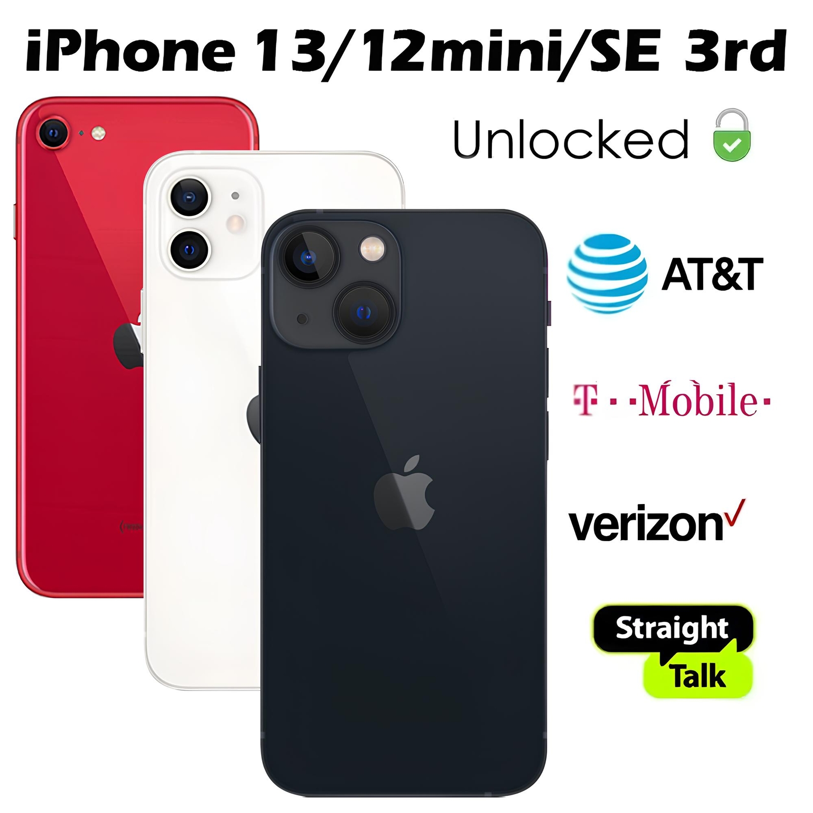 Apple Iphone 13 Mini/12 Mini/Iphone Se 3rd Gen 5G 128GB Unlocked All Carriers