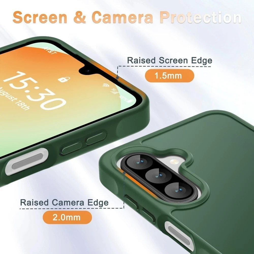 Samsung Galaxy A17 5G Case, Matte Phone Case with Screen Protector, Dark Green