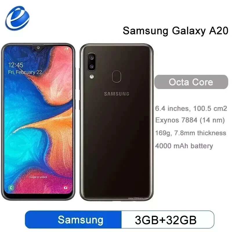 New Sealed Samsung Galaxy A20 SM-A205U 32GB+ 3GB Black Factory Unlocked-US STORE