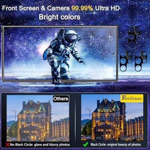 for Samsung Galaxy S24 Ultra Tempered Glass 3 Screen Protector + 3 Camera Lens