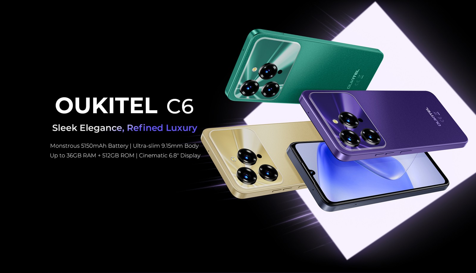 OUKITEL C6 Smartphone 12GB+512GB 5150mAh Dual SIM 6.8″ Android 15 GPS