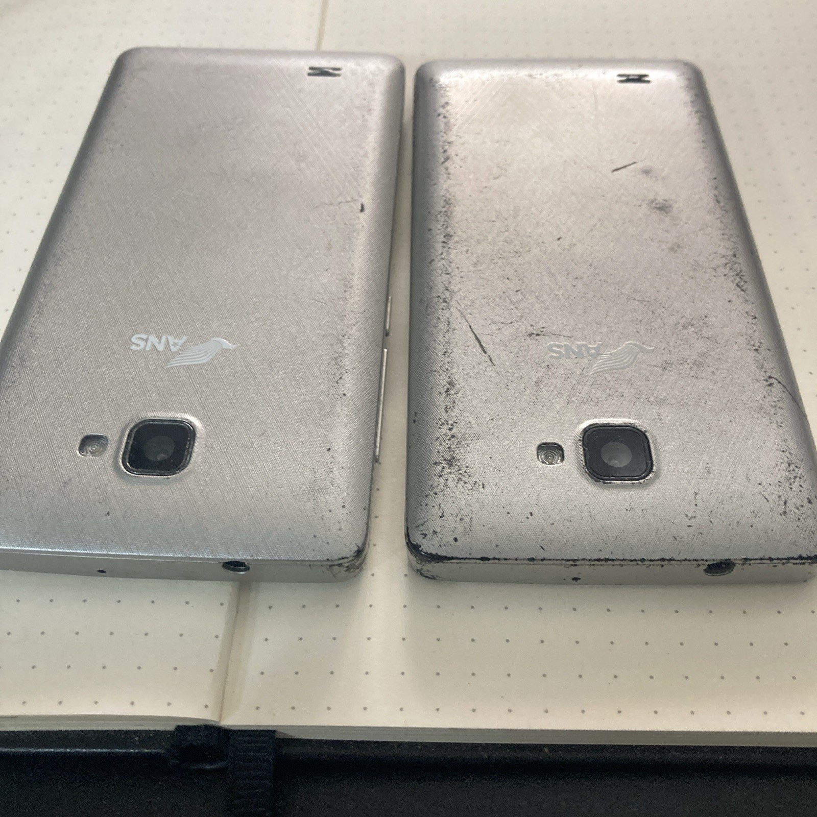 2 ANS Android Smartphones Silver – Untested As-Is Estate Sale Box As Found Parts