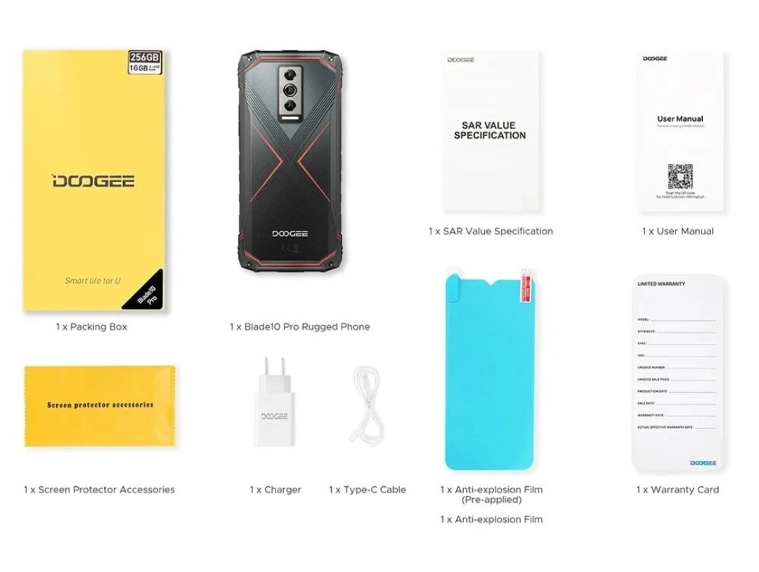 DOOGEE Blade 10 Pro 16+256GB Rugged Smartphone 50MP Android 14 5150mAh NFC