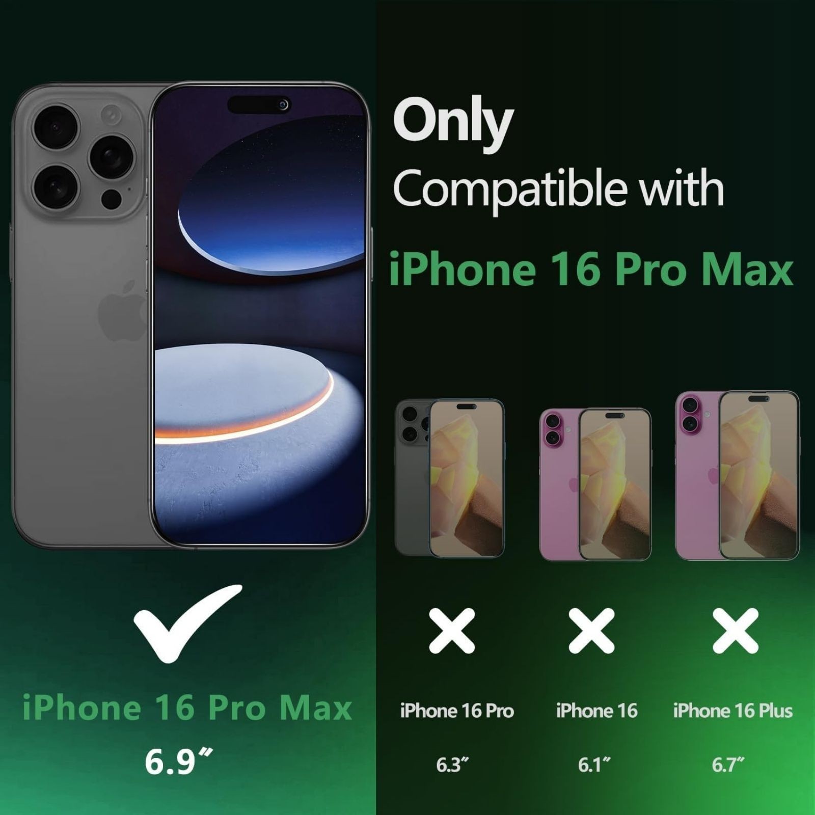 3PCS Privacy Screen Protector & Alignment Frame for iPhone 16 Pro Max Anti Spy