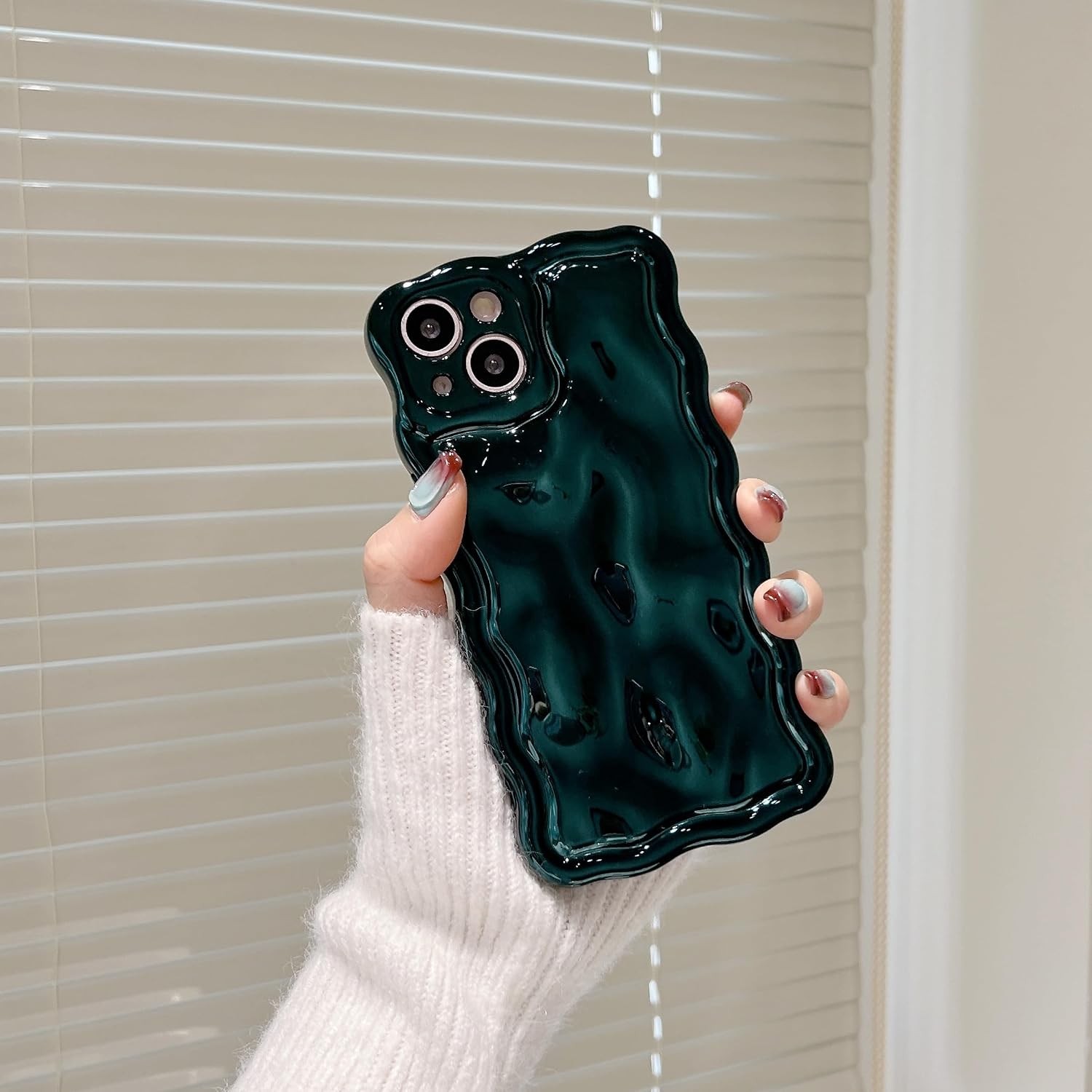 Case for iPhone 13 Pro Max, 3D Meteorite Bubble Pattern Glitter Curly Wavy Frame