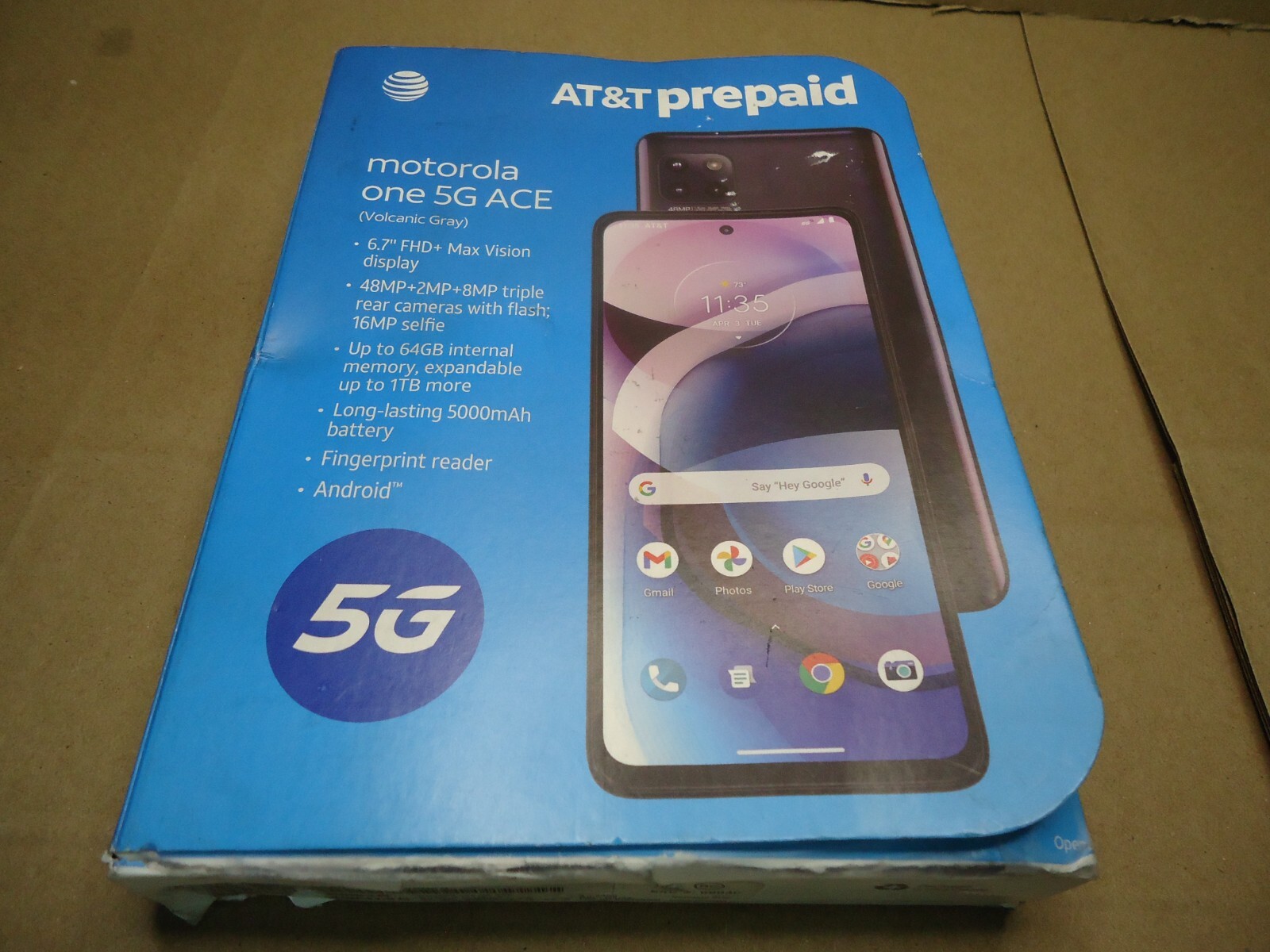 Motorola Moto One 5G ACE 64GB AT&T Prepaid Smartphone Volcanic Gray