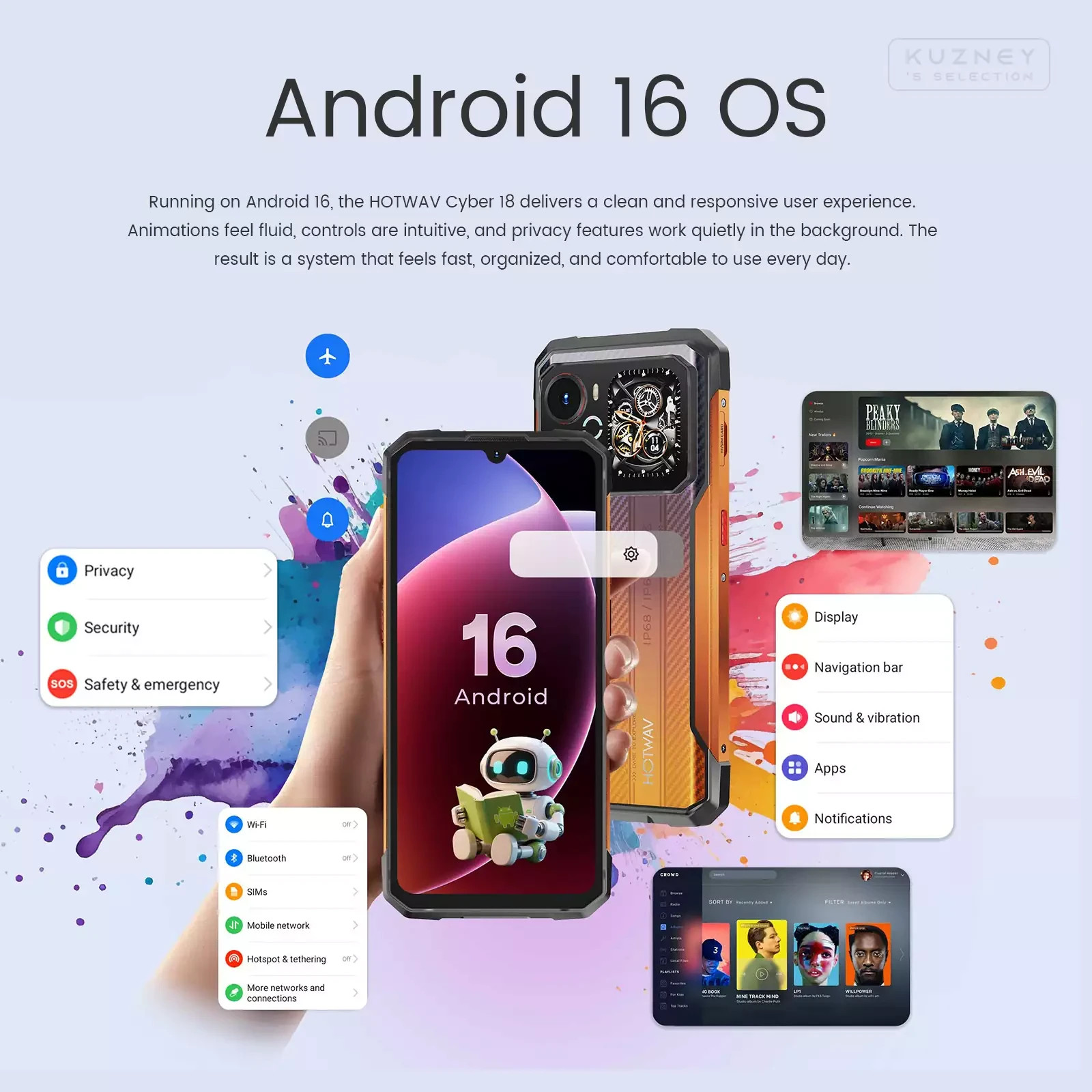 HOTWAV Cyber 18 Outdoor Smartphone 6,75 in Phones Android 16 Dual SIM 20GB+256GB