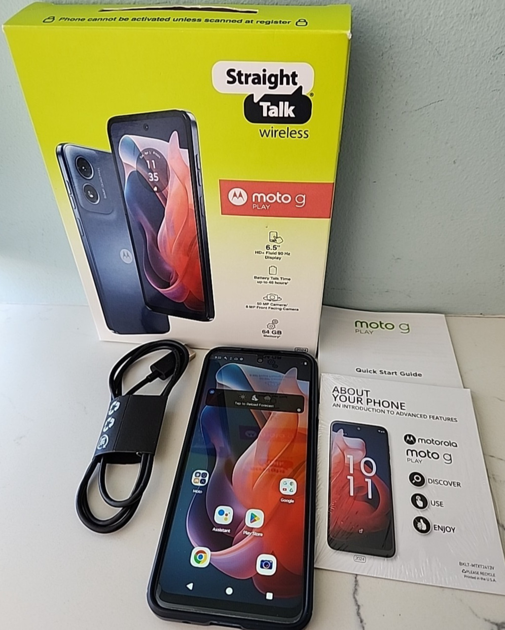 Straight Talk LOCKED Moto G Play XT2413V Blue 4G 2024 64GB Smartphone +++
