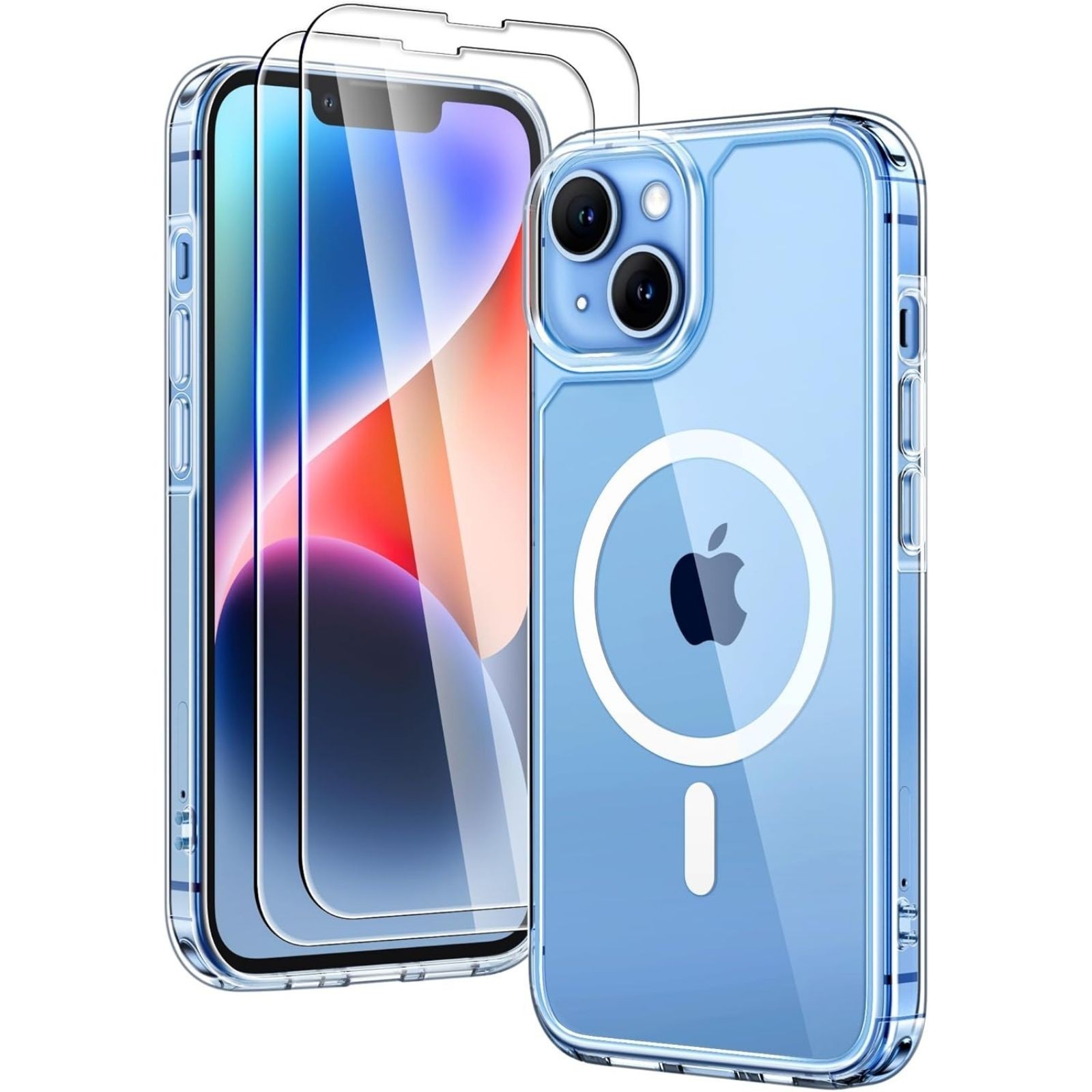 iPhone 14 Plus Case, Shockproof Slim Magnetic Case with Screen Protectors, Clear