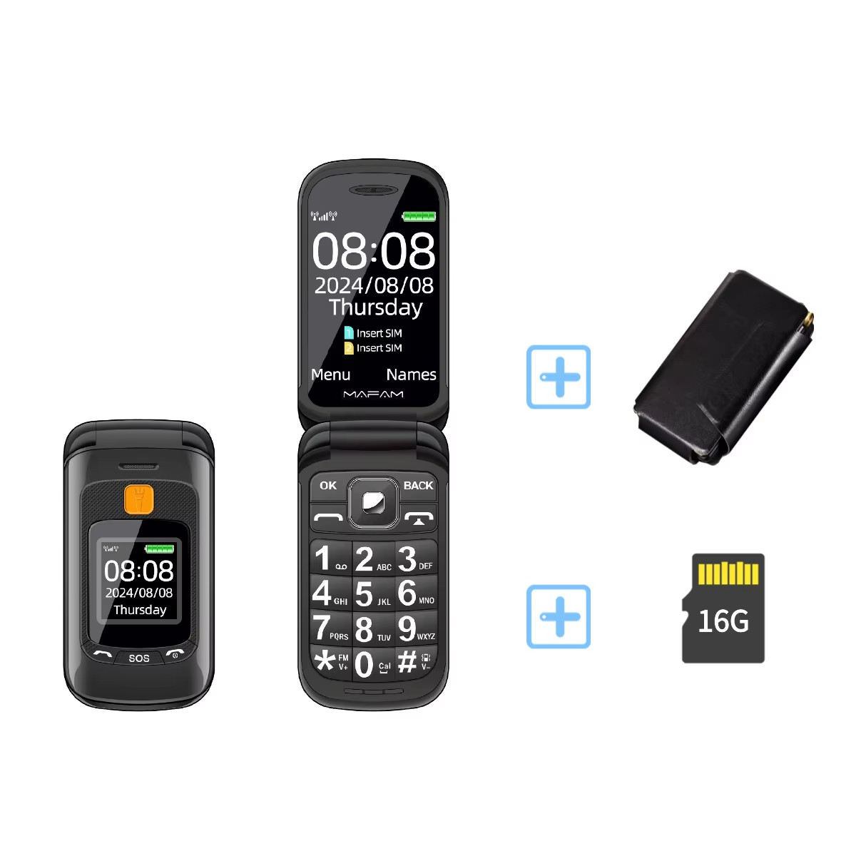 Senior Flip Dual Display Mobile Phone for Elderly Two SIM Card Large Button Spee