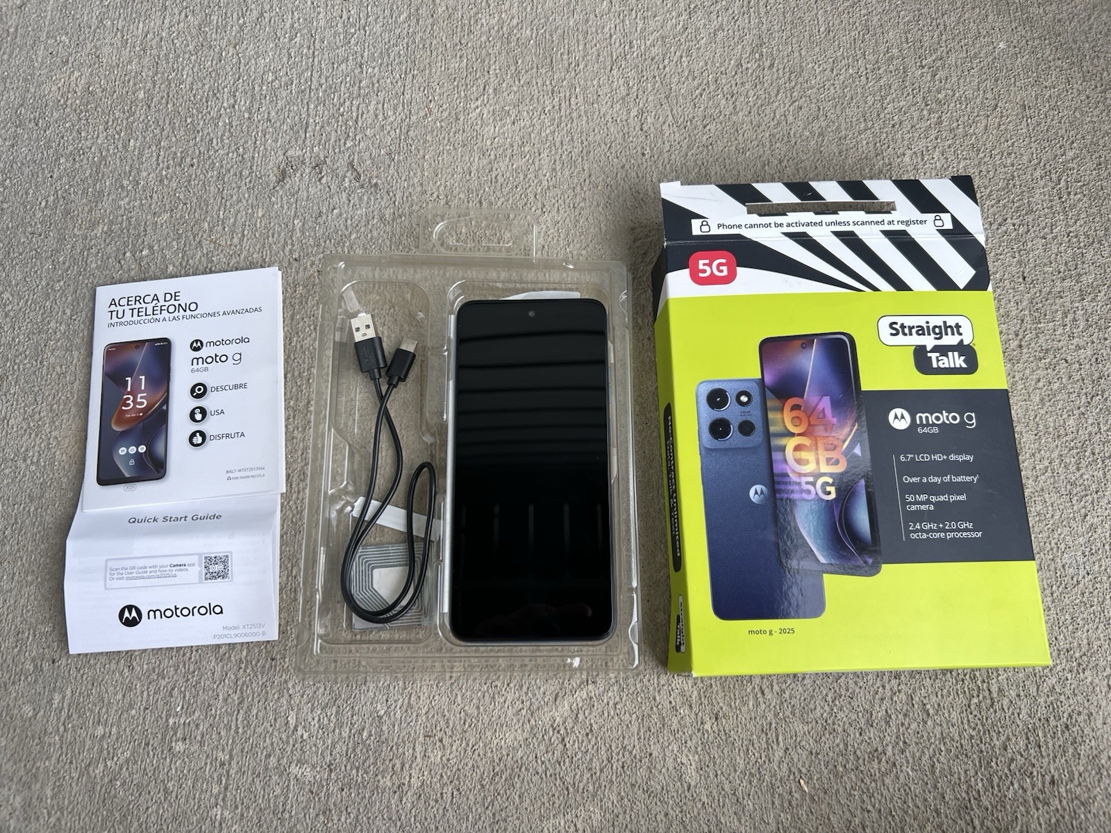 Straight Talk Motorola Moto G 2025, 5G, 64GB, Blue – Prepaid Smartphone